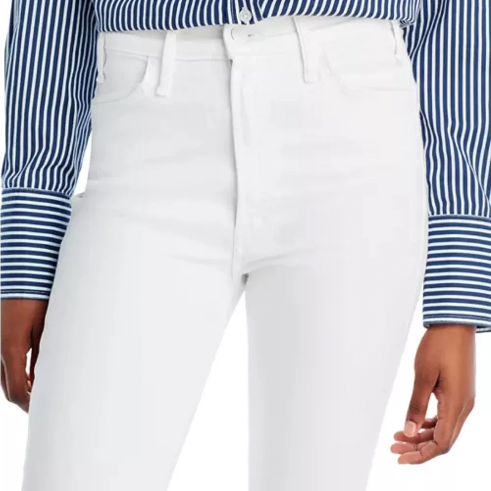 MOTHER The Hustler Ankle Fray White Jeans - Picture 2 of 10